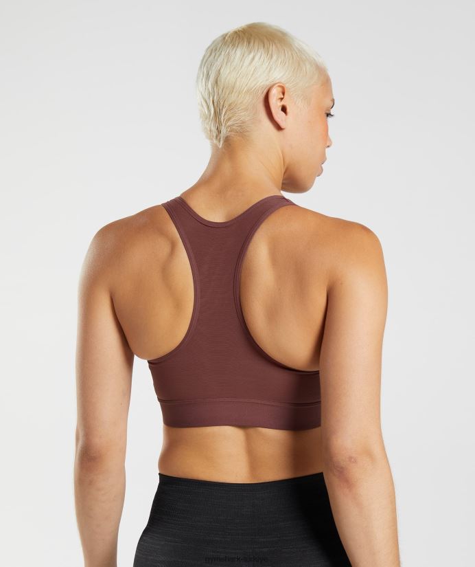 yarışçı sırtlı yüksek destekli spor sutyeni kadınlarGymshark kiraz kahverengi 02H048160