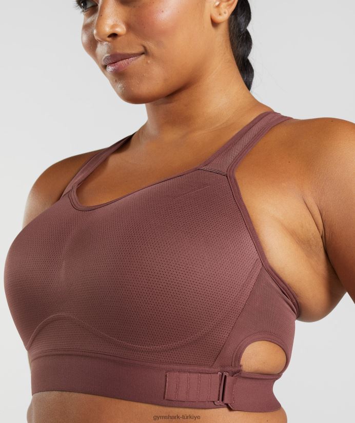yarışçı sırtlı yüksek destekli spor sutyeni kadınlarGymshark kiraz kahverengi 02H048160