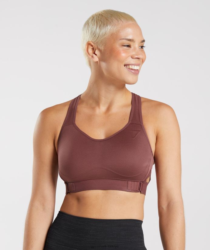 yarışçı sırtlı yüksek destekli spor sutyeni kadınlarGymshark kiraz kahverengi 02H048160