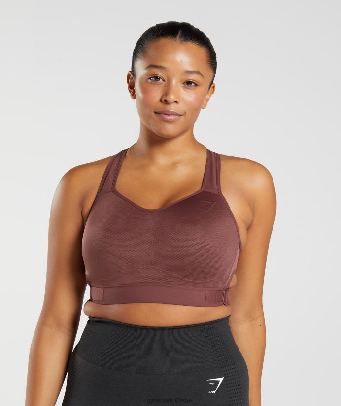 yarışçı sırtlı yüksek destekli spor sutyeni kadınlarGymshark kiraz kahverengi 02H048160