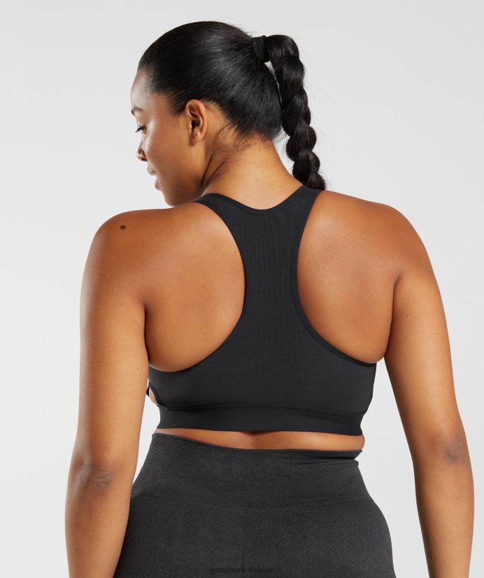 yarışçı sırtlı yüksek destekli spor sutyeni kadınlarGymshark siyah 02H048147