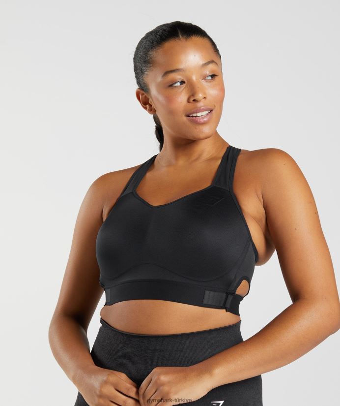 yarışçı sırtlı yüksek destekli spor sutyeni kadınlarGymshark siyah 02H048147