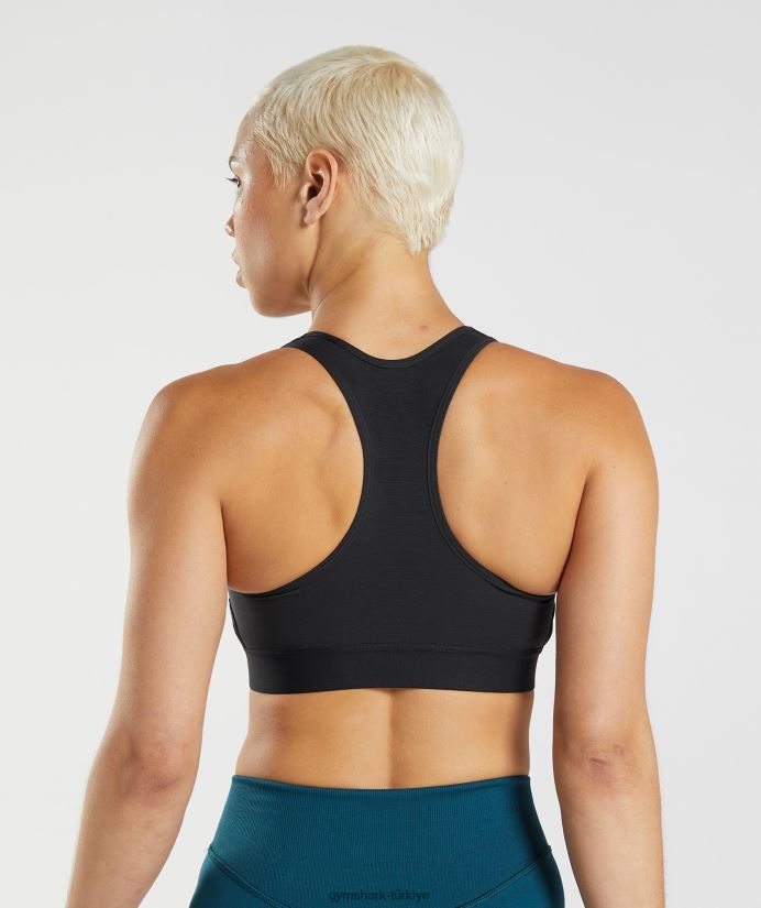 yarışçı sırtlı yüksek destekli spor sutyeni kadınlarGymshark siyah 02H048147