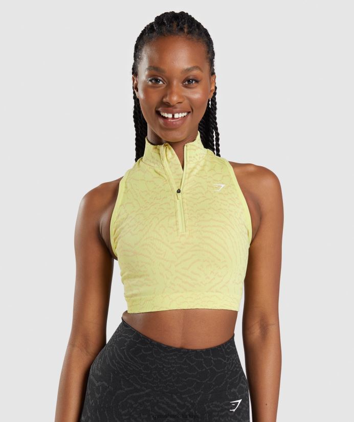 hayvana uyum sağlayın dikişsiz mahsul 1/2 zip kadınlarGymshark ateş böceği sarı 02H048469