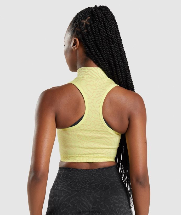 hayvana uyum sağlayın dikişsiz mahsul 1/2 zip kadınlarGymshark ateş böceği sarı 02H048469
