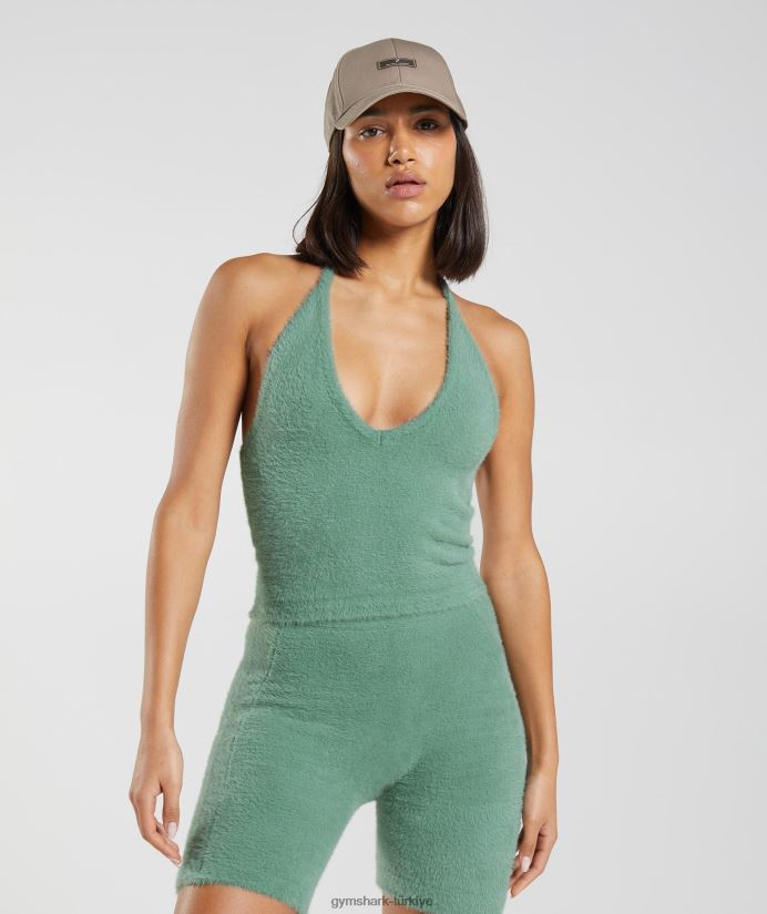 whitney kirpik örgü midi boyundan bağlamalı üst kadınlarGymshark Yaprak yeşili 02H048443