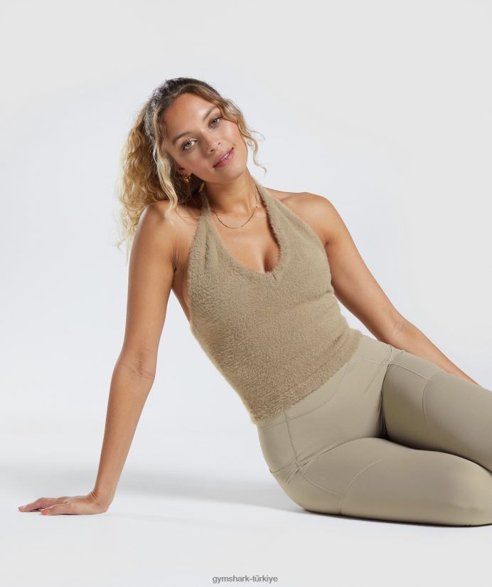 whitney kirpik örgü midi boyundan bağlamalı üst kadınlarGymshark çimento kahverengi 02H048444