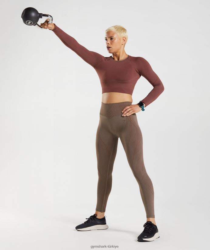 apex dikişsiz tayt kadınlarGymshark mantar kahvesi/kiraz kahvesi 02H048314