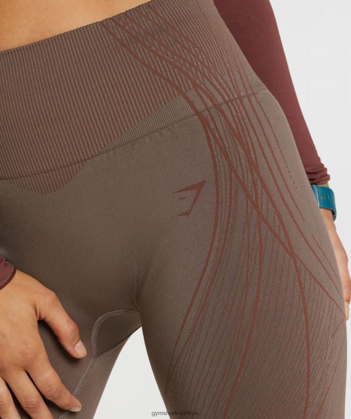 apex dikişsiz tayt kadınlarGymshark mantar kahvesi/kiraz kahvesi 02H048314