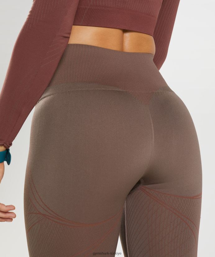 apex dikişsiz tayt kadınlarGymshark mantar kahvesi/kiraz kahvesi 02H048314