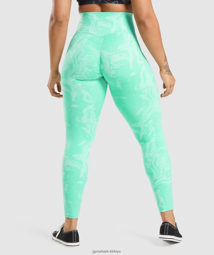 bel destekli tayt kadınlarGymshark parlak turkuaz baskı 02H048327