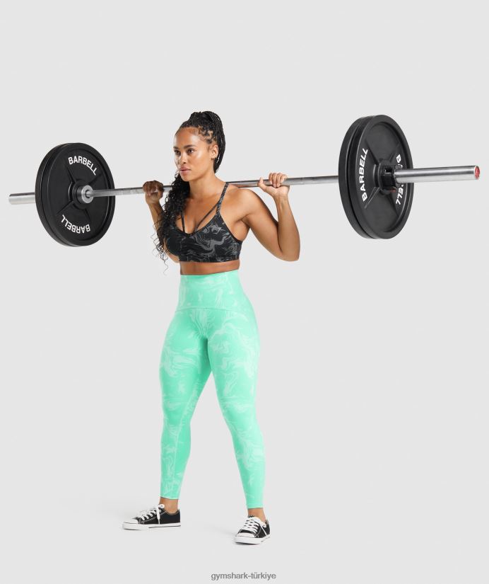 bel destekli tayt kadınlarGymshark parlak turkuaz baskı 02H048327