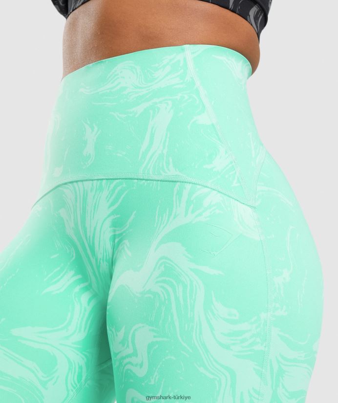 bel destekli tayt kadınlarGymshark parlak turkuaz baskı 02H048327