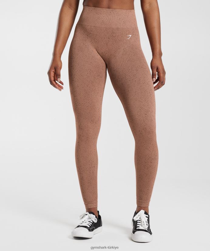 benekli dikişsiz taytlara uyum sağlayın kadınlarGymshark kumtaşı kahverengi 02H048270