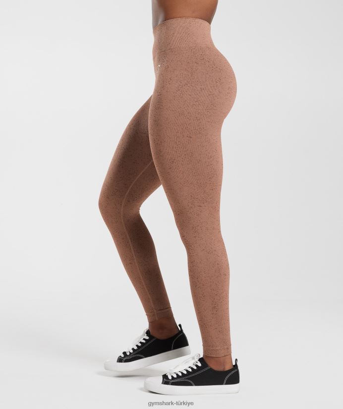 benekli dikişsiz taytlara uyum sağlayın kadınlarGymshark kumtaşı kahverengi 02H048270
