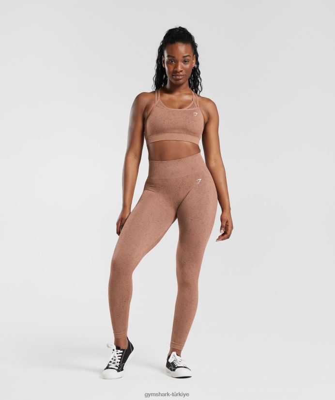 benekli dikişsiz taytlara uyum sağlayın kadınlarGymshark kumtaşı kahverengi 02H048270