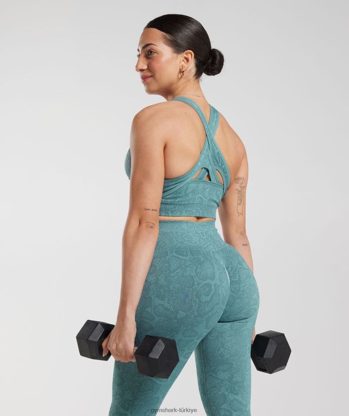 hayvan dikişsiz taytlarına uyum sağlar kadınlarGymshark buzdağı mavisi/gök gürültüsü mavisi 02H048253