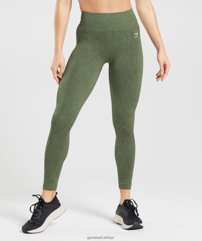 hayvan dikişsiz taytlarına uyum sağlar kadınlarGymshark söğüt yeşili/çekirdek zeytin 02H048271