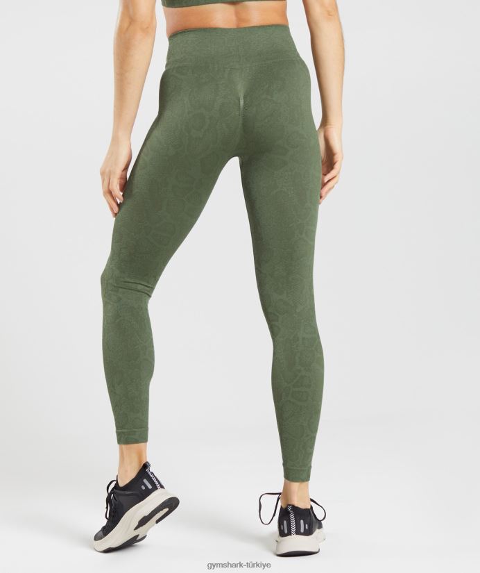 hayvan dikişsiz taytlarına uyum sağlar kadınlarGymshark söğüt yeşili/çekirdek zeytin 02H048271