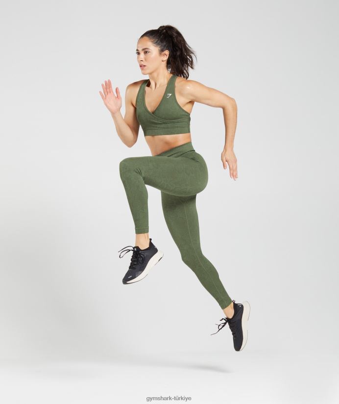 hayvan dikişsiz taytlarına uyum sağlar kadınlarGymshark söğüt yeşili/çekirdek zeytin 02H048271