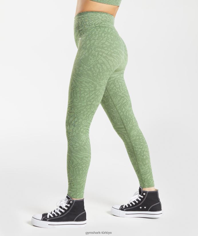 hayvan dikişsiz taytlarına uyum sağlar kadınlarGymshark vahşi | iguana yeşili 02H048307