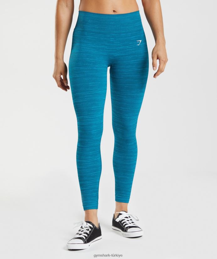 kırçıllı dikişsiz taytlara uyum sağlayın kadınlarGymshark Atlantik mavisi/köpekbalığı mavisi 02H048291