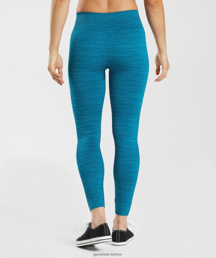 kırçıllı dikişsiz taytlara uyum sağlayın kadınlarGymshark Atlantik mavisi/köpekbalığı mavisi 02H048291