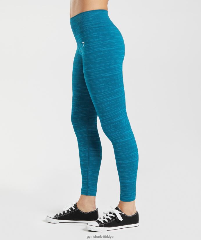 kırçıllı dikişsiz taytlara uyum sağlayın kadınlarGymshark Atlantik mavisi/köpekbalığı mavisi 02H048291