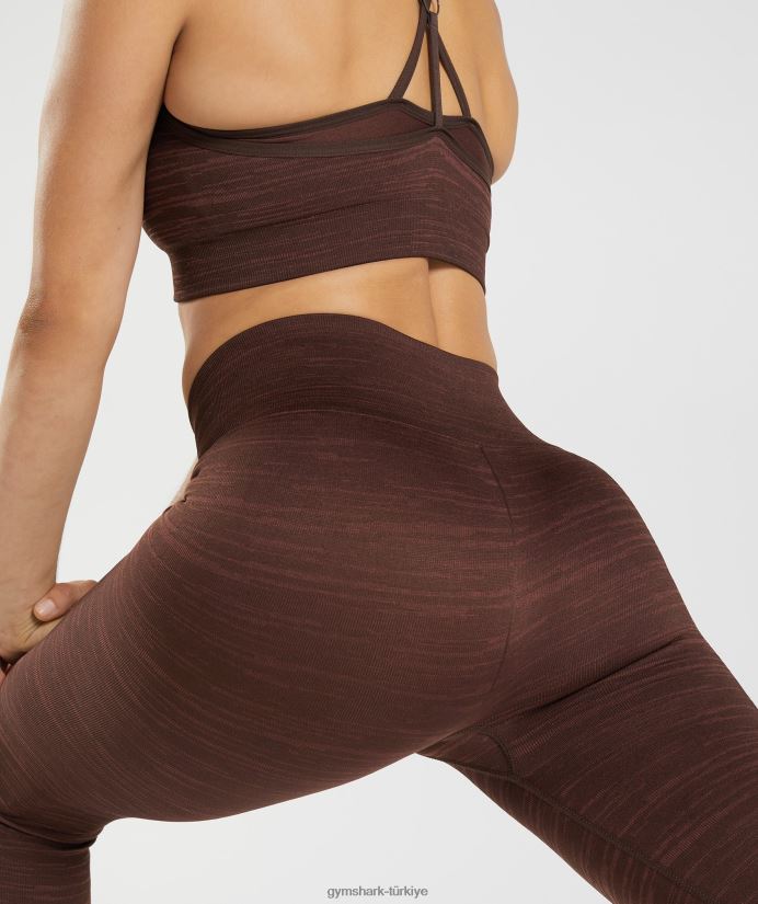 kırçıllı dikişsiz taytlara uyum sağlayın kadınlarGymshark arşiv kahvesi/kiraz kahvesi 02H048294