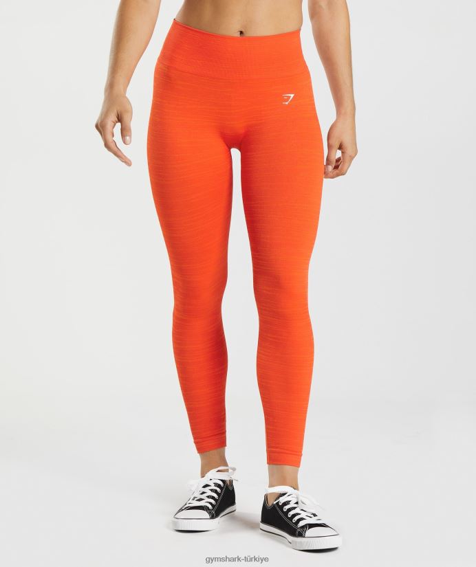kırçıllı dikişsiz taytlara uyum sağlayın kadınlarGymshark biber kırmızısı/lezzetli turuncu 02H048311