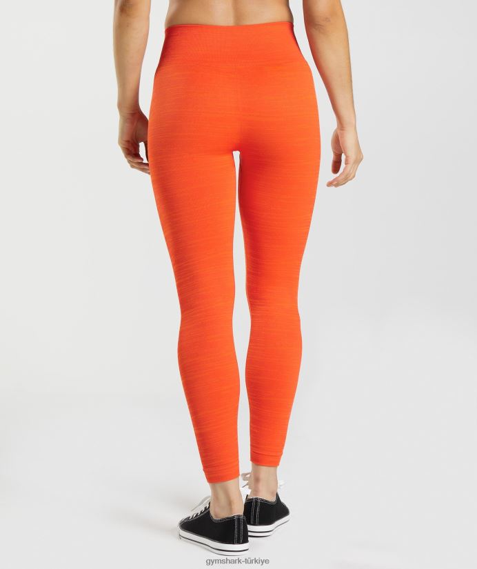 kırçıllı dikişsiz taytlara uyum sağlayın kadınlarGymshark biber kırmızısı/lezzetli turuncu 02H048311