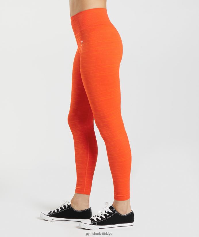 kırçıllı dikişsiz taytlara uyum sağlayın kadınlarGymshark biber kırmızısı/lezzetli turuncu 02H048311