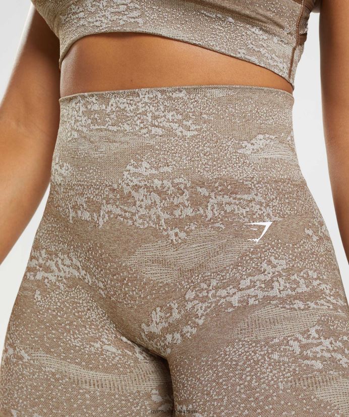 kamuflaj dikişsiz taytlara uyum sağlayın kadınlarGymshark çakıl taşı grisi/ruh kahvesi 02H048325