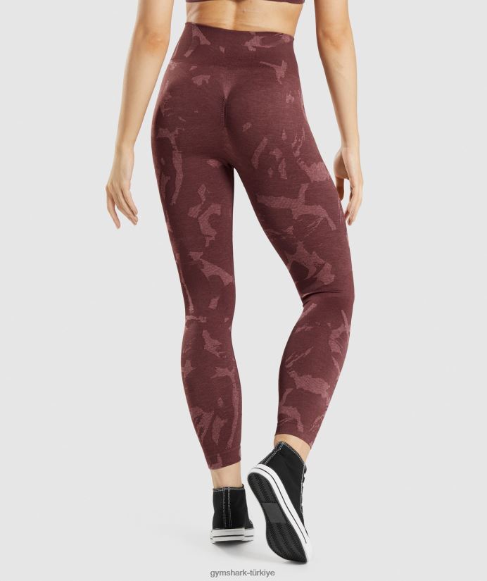 kamuflaj dikişsiz taytlara uyum sağlayın kadınlarGymshark savan | kiraz kahverengi 02H048306