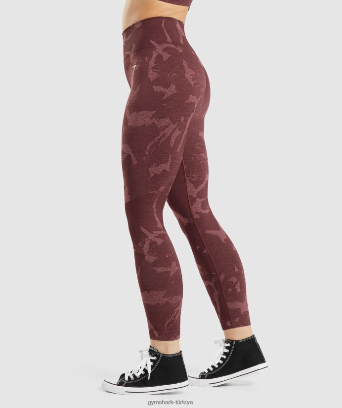 kamuflaj dikişsiz taytlara uyum sağlayın kadınlarGymshark savan | kiraz kahverengi 02H048306
