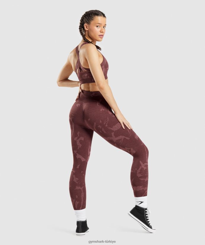 kamuflaj dikişsiz taytlara uyum sağlayın kadınlarGymshark savan | kiraz kahverengi 02H048306