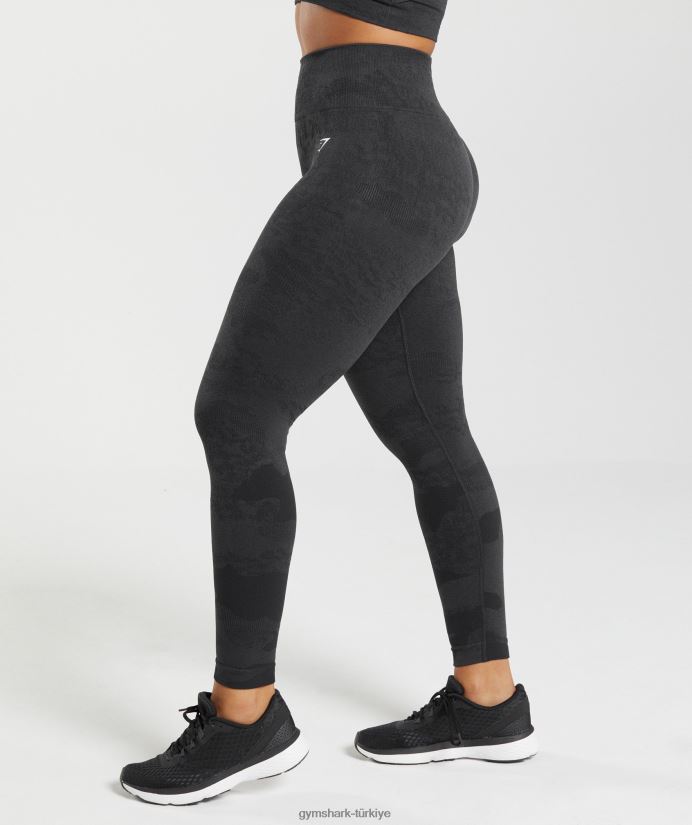 kamuflaj dikişsiz taytlara uyum sağlayın kadınlarGymshark siyah/oniks grisi 02H048301