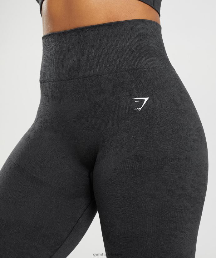 kamuflaj dikişsiz taytlara uyum sağlayın kadınlarGymshark siyah/oniks grisi 02H048301