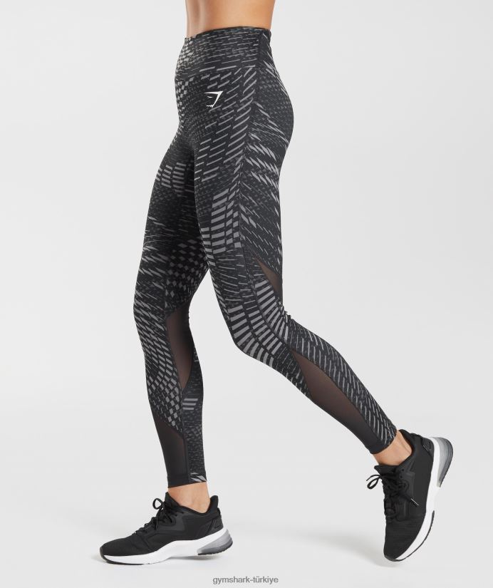 spor koşu taytları kadınlarGymshark siyah baskı 02H048328