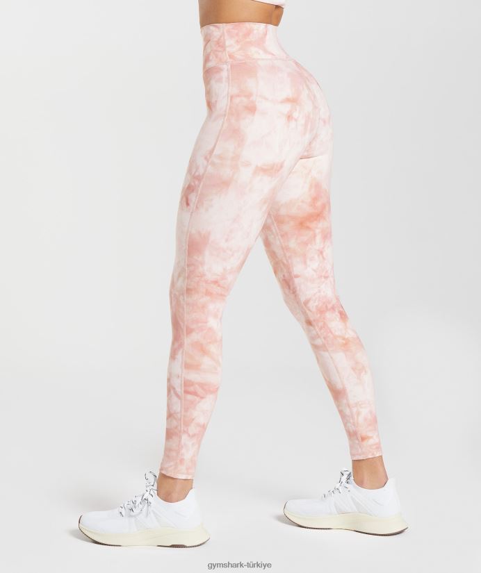 sprey boya taytlarını yükseltin kadınlarGymshark beyaz/buğulu pembe/skandi pembesi 02H048266