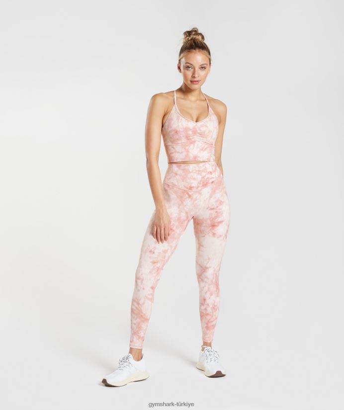 sprey boya taytlarını yükseltin kadınlarGymshark beyaz/buğulu pembe/skandi pembesi 02H048266