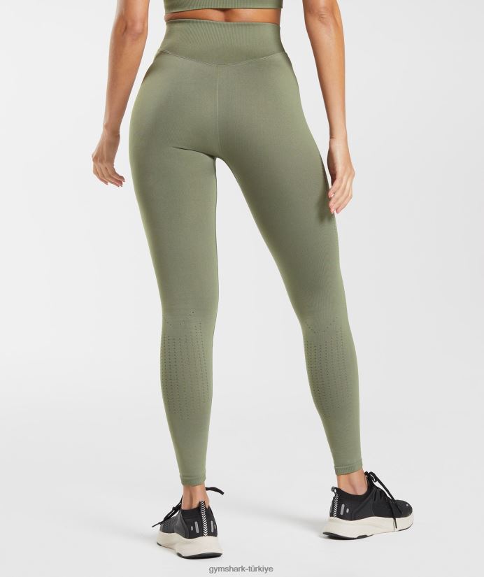 ter dikişsiz tayt kadınlarGymshark tozlu zeytin 02H048263