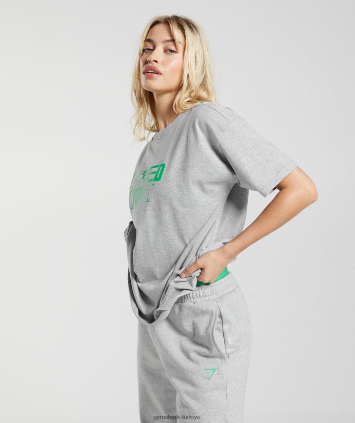 büyük beden tişörtü maksimuma çıkardı kadınlarGymshark açık gri marn 02H048482