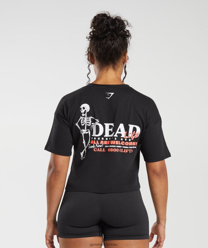 deadlift midi tişört kadınlarGymshark siyah 02H048413