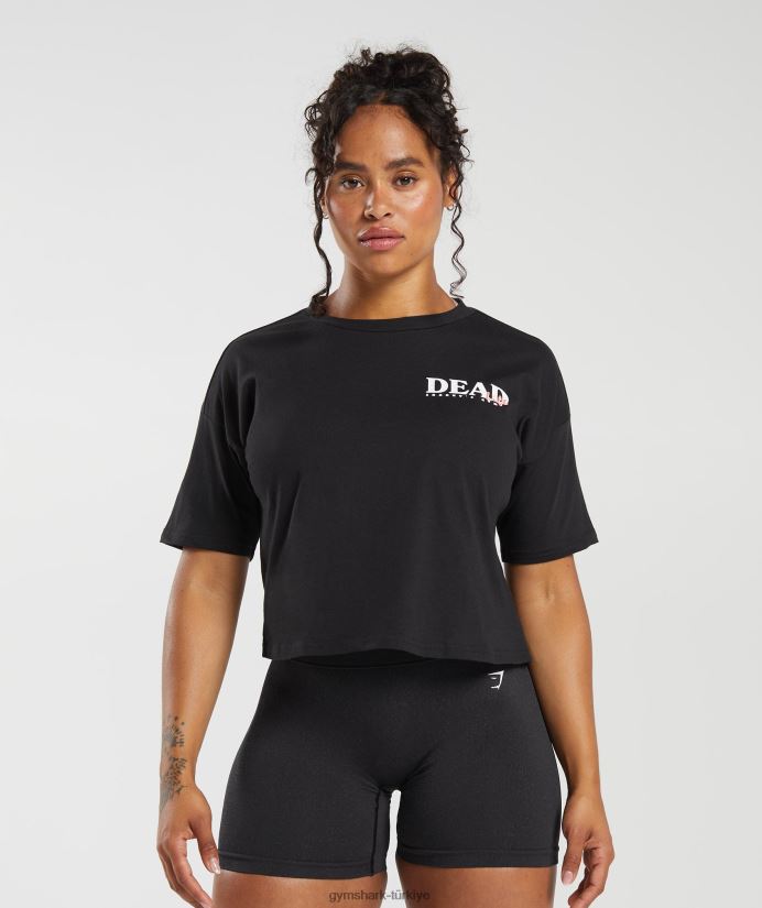 deadlift midi tişört kadınlarGymshark siyah 02H048413