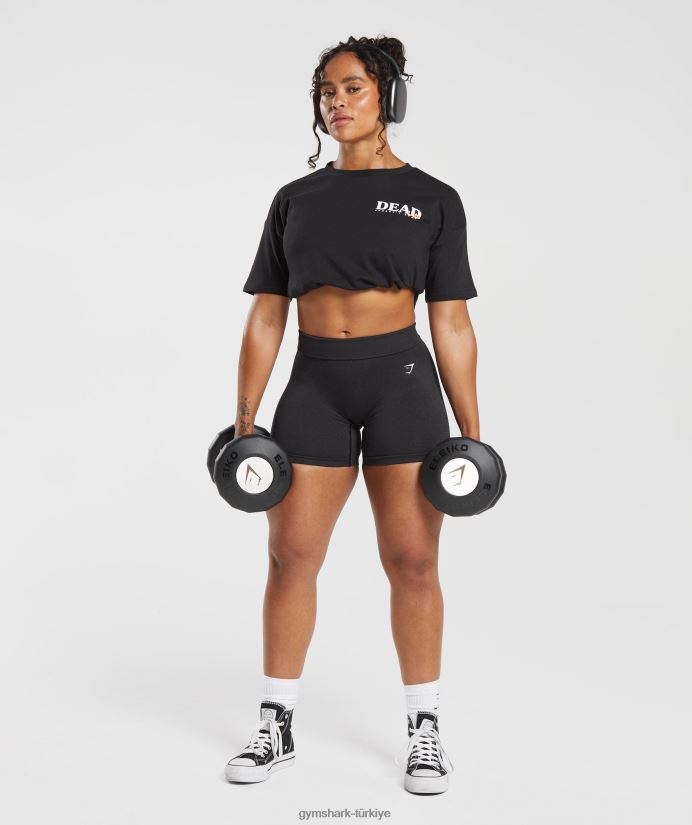 deadlift midi tişört kadınlarGymshark siyah 02H048413