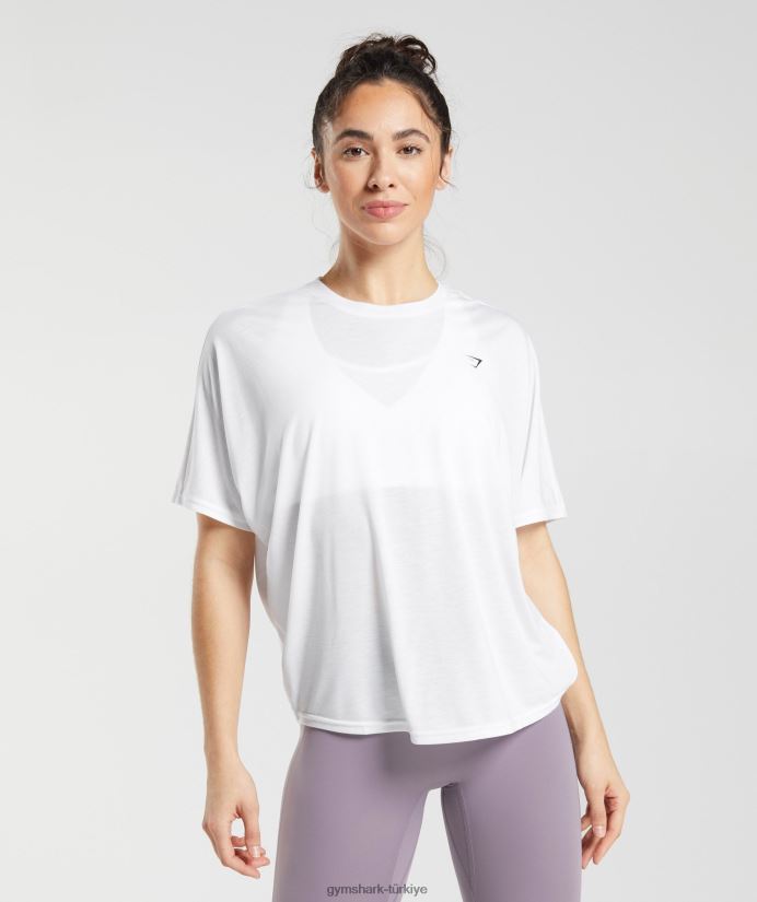 süper yumuşak tişört kadınlarGymshark beyaz 02H048437