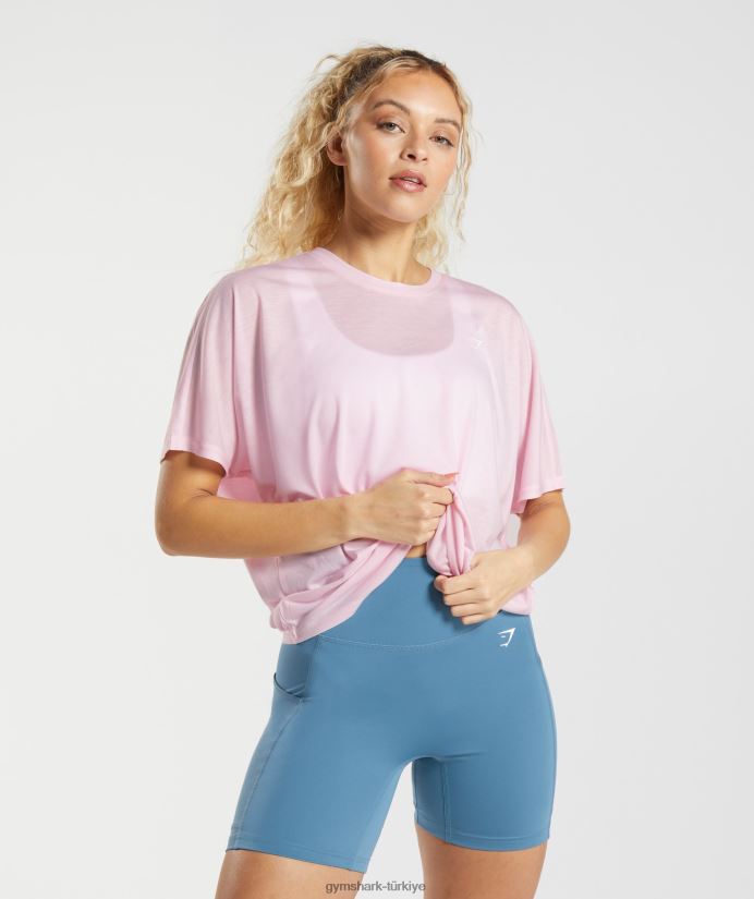 süper yumuşak tişört kadınlarGymshark tebeşir pembesi 02H048425