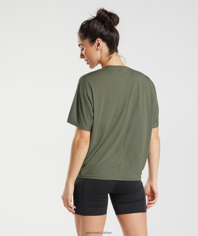 süper yumuşak tişört kadınlarGymshark tozlu zeytin 02H048489