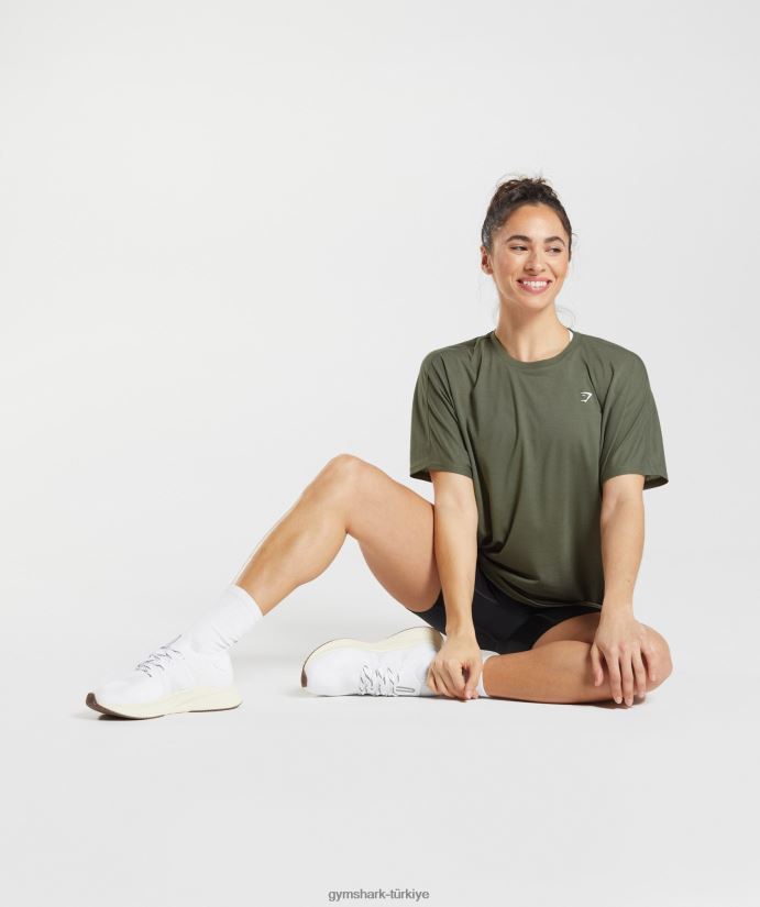 süper yumuşak tişört kadınlarGymshark tozlu zeytin 02H048489